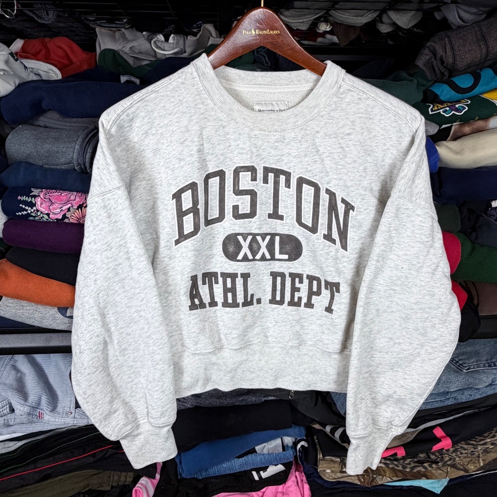 Abercrombie‎ & Fitch Boston Athl Dept Cropped Sweatshirt Heather Gray XXS